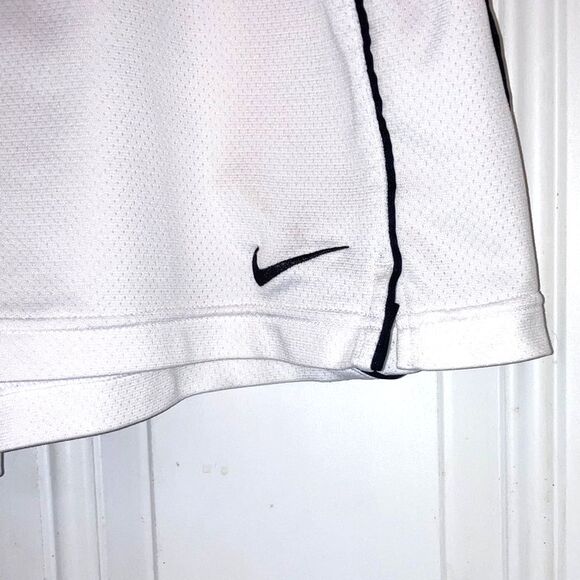 NIKE Dri-FIT Sport Workout White with Black Logo Shorts Womens Large - Picture 6 of 12